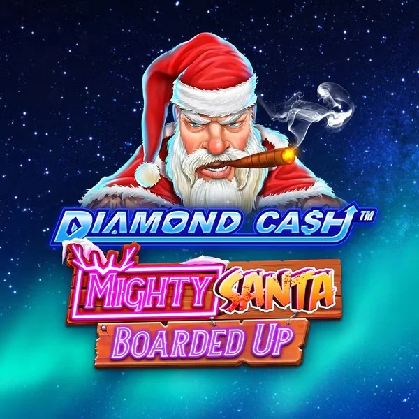 Diamond Cash Mighty Santa Boarded Up slot logo by Greentube at Lucky 7 Casino